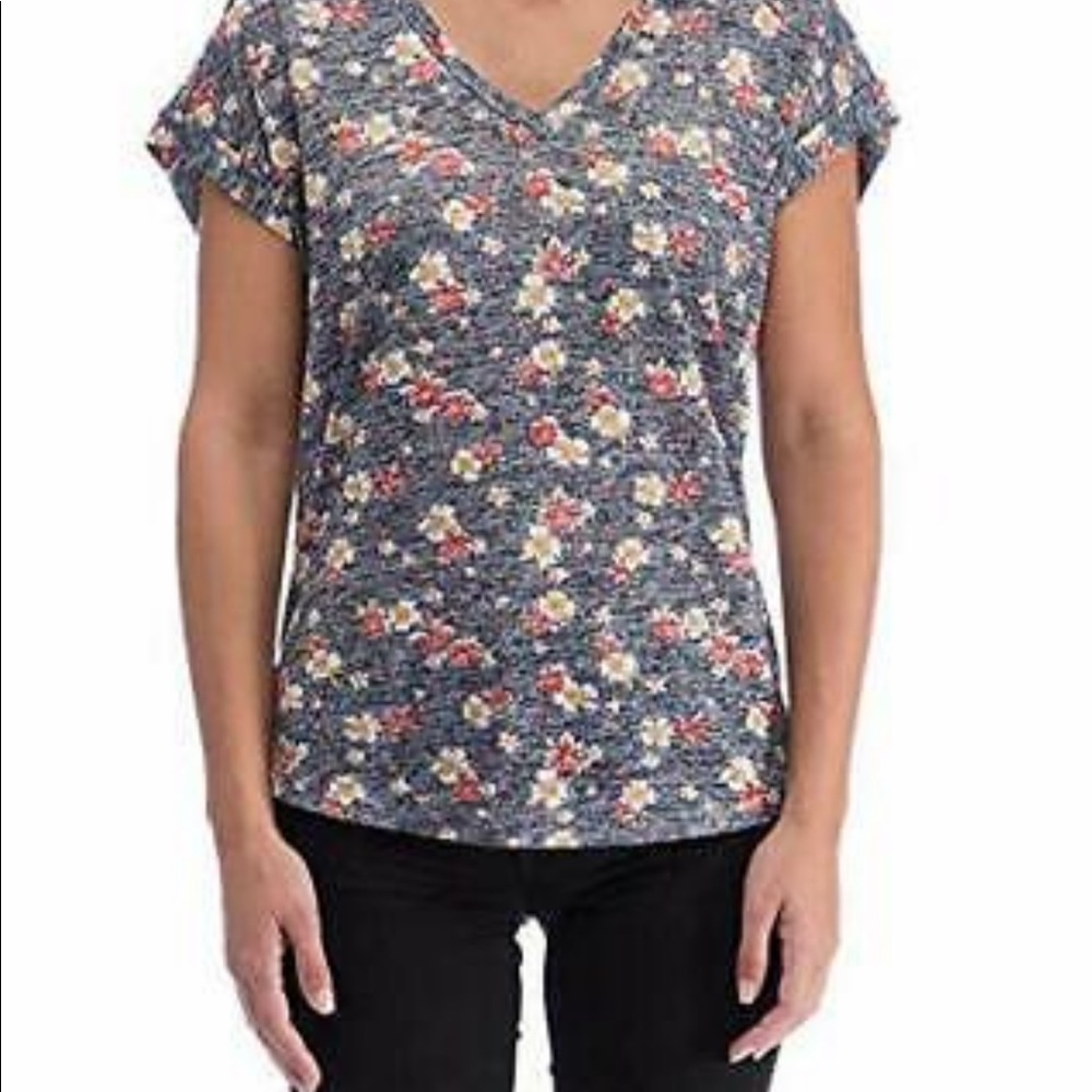 Collection by Bobeau Navy Floral Blouse